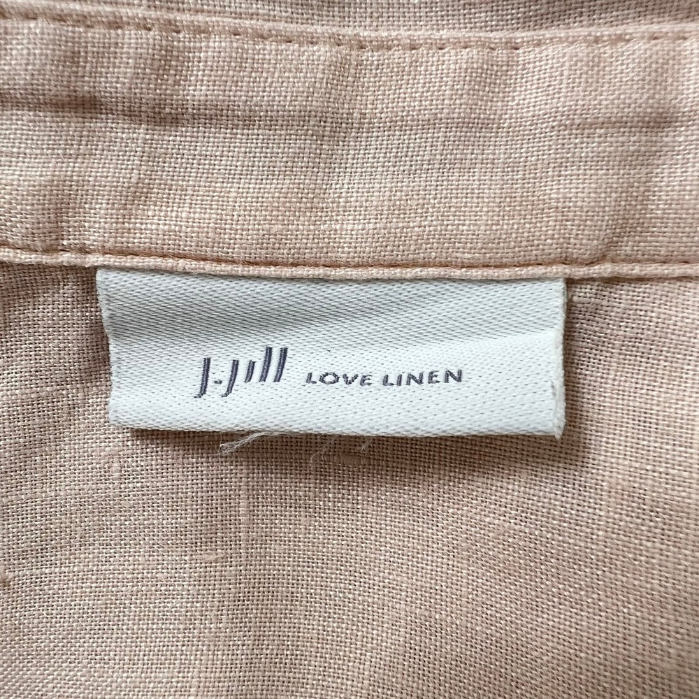 J Jill Linen Tab Sleeve A-Line Shirt Womens Large L Peach Pink Button Down Tunic - Picture 4 of 10